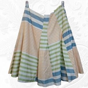 Anthropologie O'dille Abstract Pastel Striped Cotton Skirt